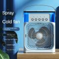 Portable humidifier fan light household small air cooler 3-in-1 electric fan, 7-color camping, office ceiling fan with light. 