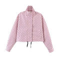 HH Women Fashion Polka Dot Coat Shorts Set Turtleneck Long Sleeve Zipper Jackets Slim Shorts Elegant Woman High Street Outfits.