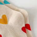 Three Pairs of Girls' Socks for Spring and Autumn, Sweet and Versatile, with a Heart-Shaped Color Block Design. 