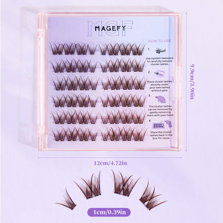 MAGEFY%20No%20Glue%2036/48%20Cluster%20Brown%20Individual%20Eyelashes%2010-12mm%20Required%20Easy%20to%20Remove,%20Natural%20Lash%20Extension%20Eye%20Beauty%20Tools%20-%20Image%203