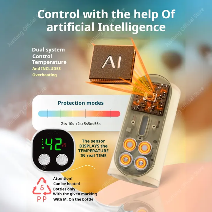 JUSTLANG%20Smart%20Voice%20Control%20Baby%20Bottle%20Warmer%207%20Heat%20Level%208000mAh%20Multifunction%20Breast%20Milk%20Warmer%20Accurate%20Temperature%20-%20Image%202