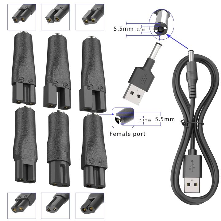 LISI%208%20PCS%20Power%20Cord%205V%20Universal%20Replacement%20Charger%20USB%20Adapter%20for%20All%20Kinds%20Hair%20Clippers%20Beard%20Trimmers%20Shavers%20Desk%20Lamps%20-%20Image%205