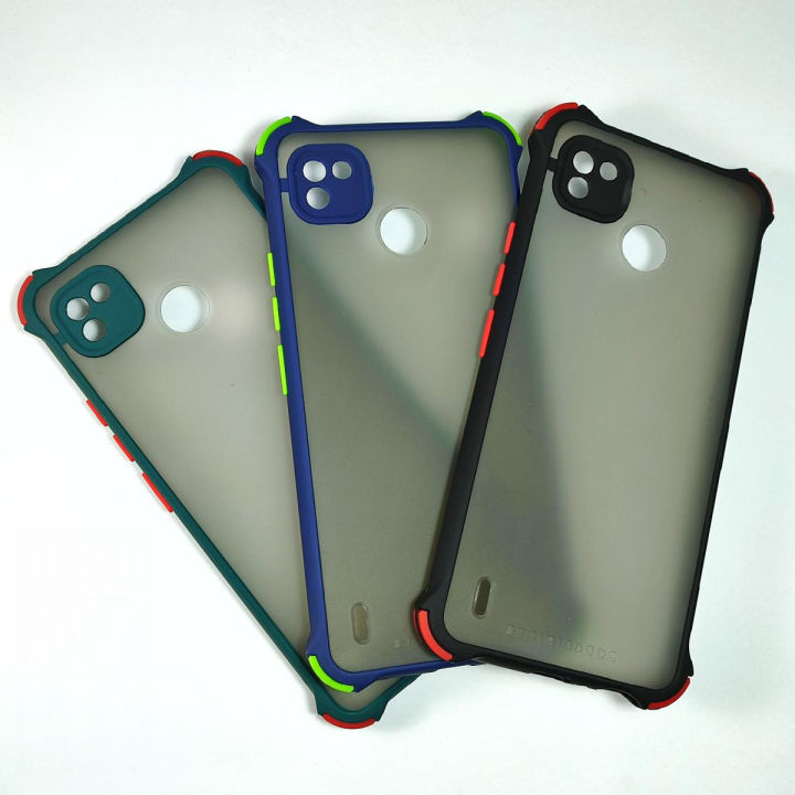 Tecno Pop 4 LTE Shockproof Armor Case Matte Translucent Hybrid Back Cover with Camera Protection