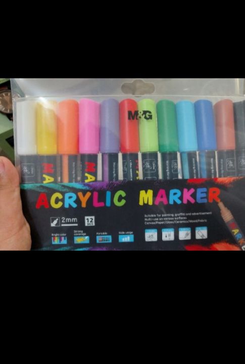 M&G acrylic marker set of 12 colours | Daraz.pk