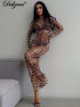 Dulzura 2024  Elegant Maxi Dress Printed Leopard Long Sleeve Dresses Women Clothes Y2K Lady Party Club Streetwear Holiday. 