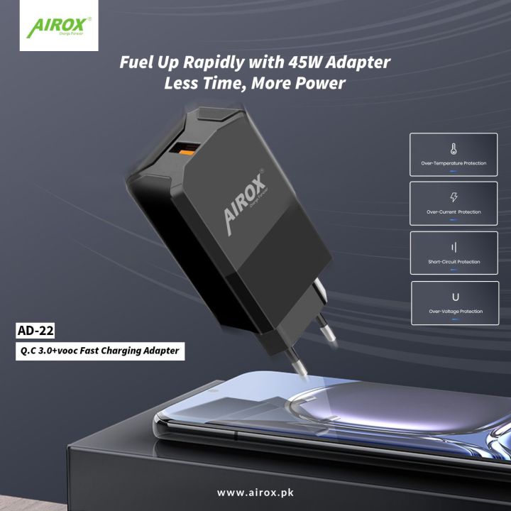 Airox%2045%20Watt%20Super%20Fast%20Charging%20Adapter%20Qualcomm%203.0%20%7C%20Ad22%20%7C%201%20Usb%20port%20-%20Image%203