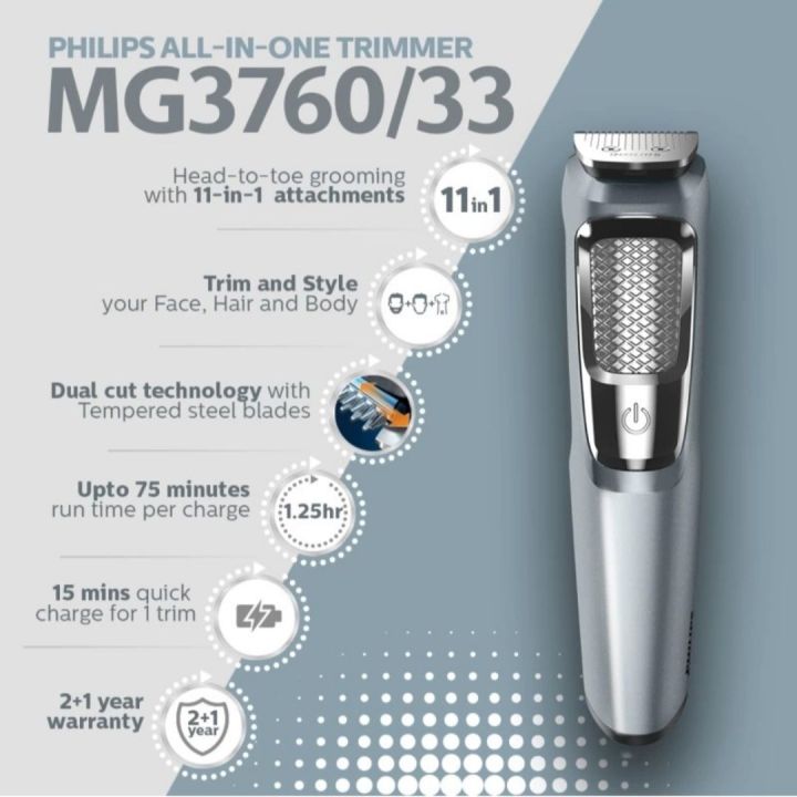 Philips%20MG3760/33%20Trimmer%2075min%20Runtime%209%20Length%20Setting%20(Black)%20-%20Image%202