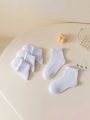 1/2/3 pairs of children's white socks, middle tube, pure cotton, girls' princess, spring and autumn thin breathable white socks. 