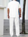 2025 New Men's Short-Sleeved Cardigan Lapel Shirt Pants Home Casual Jacket Suit Men's Fashion Striped Style.