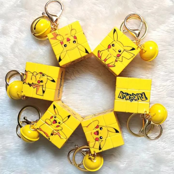 Pokemon Pikachu Mini Rubik's Cube Keychain Pendant Cute Bag Pendant Thinking Cartoon Puzzle Cute Children Collect Toys
