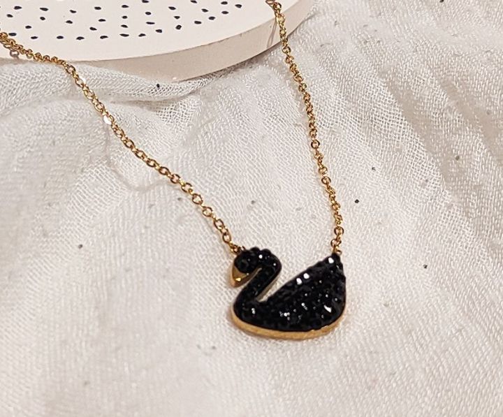 beautiful swan duck necklace with gold chain for girls and woman