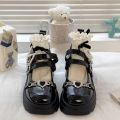 2024 Sweet Heart-Shaped Buckle Lolita Shoes Women Patent Leather Platform Mary Janes Woman Metal Decoration Chunky Heels Pumps. 