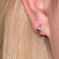 New Trendy Four-pointed Star Hoop Earrings For Women Simple Asymmetric Silver Color Earring Aesthetic Jewelry . 
