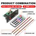 2*25W amplifier  MP3 Player Decoder Board 18V Bluetooth 5.0 50W amplifier Car FM Radio Module Support  TF USB AUX. 