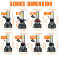 Heyword 2pcs Illas 12V 9005 9006 H1 H4 H7 H13 9004 9007, 120000LM 300W Faro LED Superbrillante Para Coche, Chip COB, 6000K.