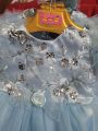 beautiful sky blue dress for girls with cancan attached fancy dresses for kids frock and trouser full suit for baby girl. 