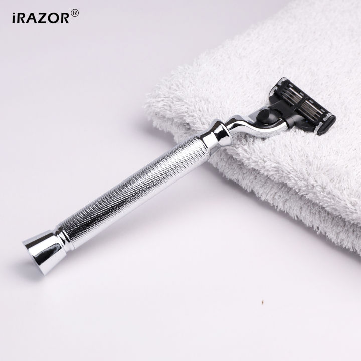 iRAZOR%20Classic%20Men's%20Beard%20Shaving%20Manual%20Razor%20%20with%203-Layer%20Mach%203%20Triple%20Blade%20Grooming%20Tool%20-%20Image%203
