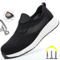 Summer Breathable Work Safety Shoes Men Women Work Sneakers Light Steel Toe Indestructible Shoes Anti-Smashing Safety Work Boots.