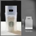 50pcs Single and Double Cup Milk Tea Packaging Bags Frosted Transparent Disposable Beverage Plastic Bags Coffee Takeout Tote Bag. 