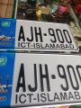car number plates licence ICT Islamabad old new style customized by sticker embossed  not punch. 