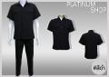 Black safari shirt set (with both shirts, pants in the same color) staff shirts, formal shirts, work wear, kamnan shirts, adult shirts, black staff form, black safari shirt, good fabric, factory wholesale. 