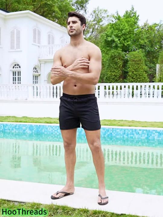Men's Gym Workout Running Shorts with Zipper Pockets Mesh Liner Summer Sports Athletic Quick Dry Stretchy Shorts Swim Trunks