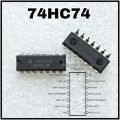 2Pcs ic TTL 7474 74HC74 dip 14p / SN74HC74N / HD74HC74P logic Gate IC. 