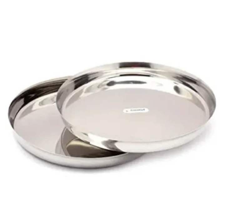 High Quality Stainless Steel Dinner Plates Set Of 2 Silver Indian Thali / Steel Thali / Steel Plate