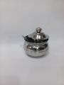 Stainless Steel Ghee pot with lid and spoon. 