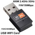 150m/300m/600mbps 2.4GHz+5GHz Dual Band USB Wifi Adapter Wireless Network Card Wireless USB WiFi Adapter Dongle PC NetworK. 