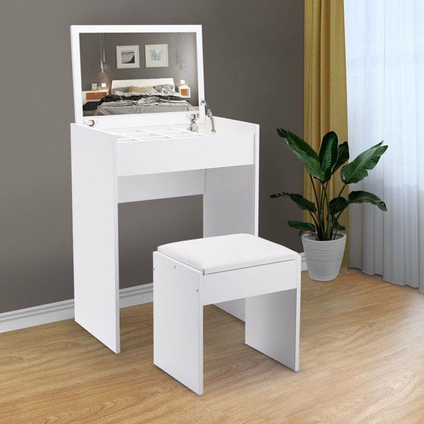 HRJ%20MART%20Vanity%20Dressing%20Table%20with%20Flip%20Top%20Mirror%20and%20Hidden%20Storage%20Box,%20dressing%20table%20organizer,Makeup%20Vanity%20Table%20Writing%20Desk%20with%20Cushioned%20Stool,%20White%20by%20dream%20decor%20-%20Image%202