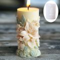 2025 3D Blooming Lily flower relief cylindrical candle silicone mold flower cylinder resin mould Blooming peony gypsum molds.