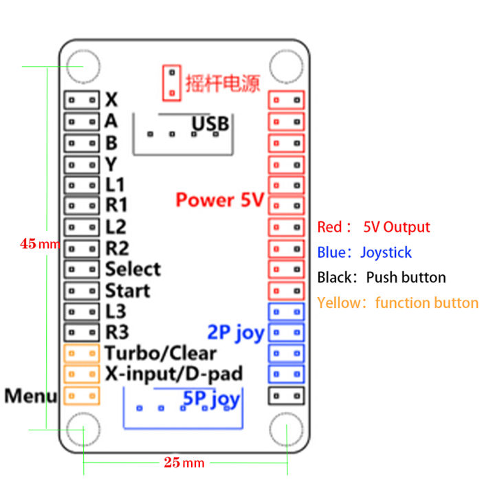 Zero%20Delay%20Arcade%20USB%20Encoder%20PC%20PS3%20Switch%20Raspberry%20Pi%20%20TO%20Joystick%20FOR%205PIN%20&%202.8MM%20Button%20Hitbox%20Controller%20-%20Image%203