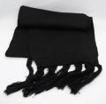 Solid Black and White Wool Blend Muffler with Watermark Design Soft Warm Scarf. 