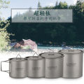 Lixada Ultralight Titanium Cup Water Cup Mug with Foldable Handle Outdoor Portable Camping Picnic 300ml / 350ml / 550ml / 650ml. 