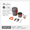 Widesea Portable Camping Cookware Set Aluminum  1.3L Pot 440ML Cup Stove Cutlery Set Bracket for Outdoor Cooking Hiking Backpack. 