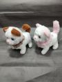 7" Inch Walking Plush Kitty Toy Stuffed Animal Electric Interactive with Dress Talking Musical Cute Plush Toy White Cat Tail Wagging Christmas Birthday Gifts for Kids Toddlers.