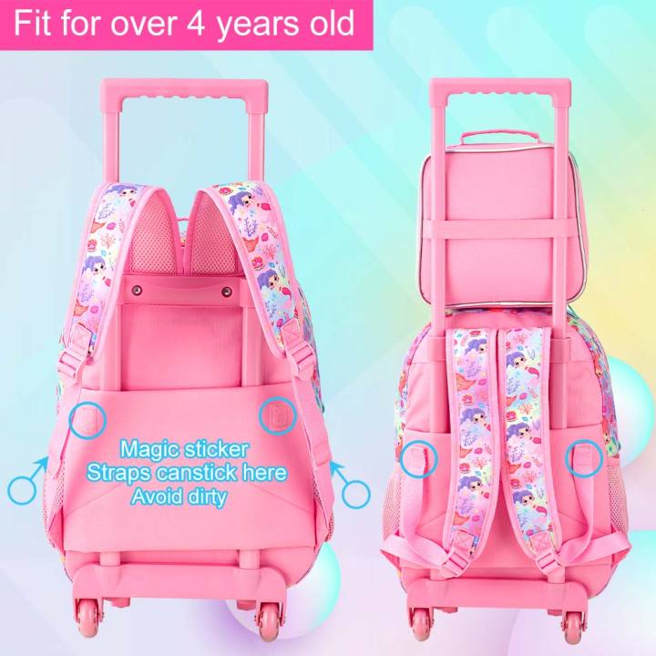 3Pcs%20Rolling%20Backpack%20for%20Girls,%20Kids%20Roller%20School%20Backpack%20with%20Wheels,%20Mermaid%20Wheeled%20Bookbag%20for%20Elementary%20Preschool%20Kinde%20-%20Image%202