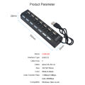 USB 2.0 HUB 7 Port Multiple Expander With ON/OFF Switch Multi USB Splitter HUB Adapter With LED Computer Accessories For Laptop. 