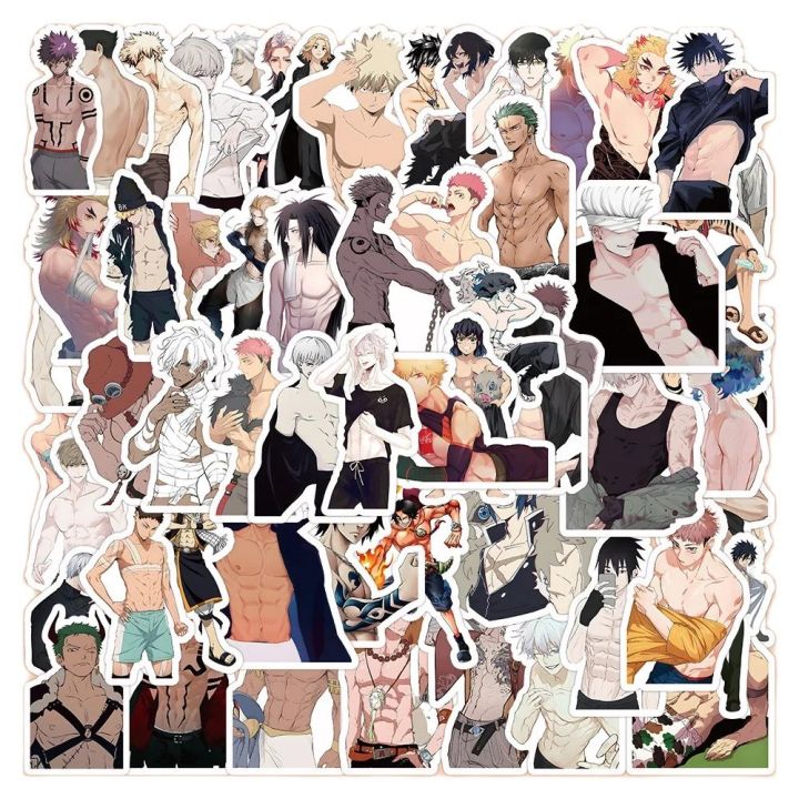 60PCS Anime Naked Muscle Man Stickers DIY Stickers Scrapbooking Phone Luggage Skateboard Waterproof Decals