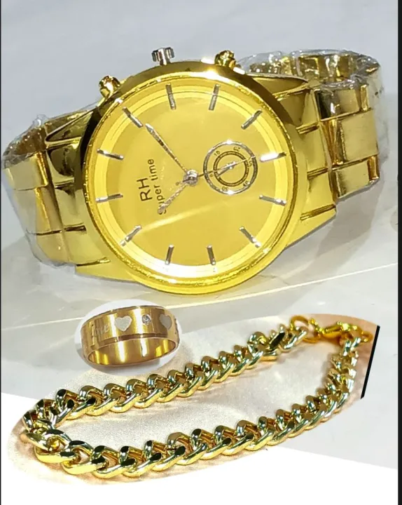 PACK%20OF%203/MEN'S%20FASHION%20WEDDING%20DEAL%20-FASHION%20HIGH%20QUALITY%20GOLDEN%20LUXURIES%20STAINLESS%20STEEL%20ROUND%20DIAL%20WITH%20STAINLESS%20STEEL%20STRAPS%20WATCH%20WITH%20GOLDEN%20CHAIN%20BRACLET%20WITH%20TITANIUM%20STAINLESS%20STEEL%20GOLDEN%20RING%20FOR%20MEN%20AND%20BOYS%20-%20Image%203