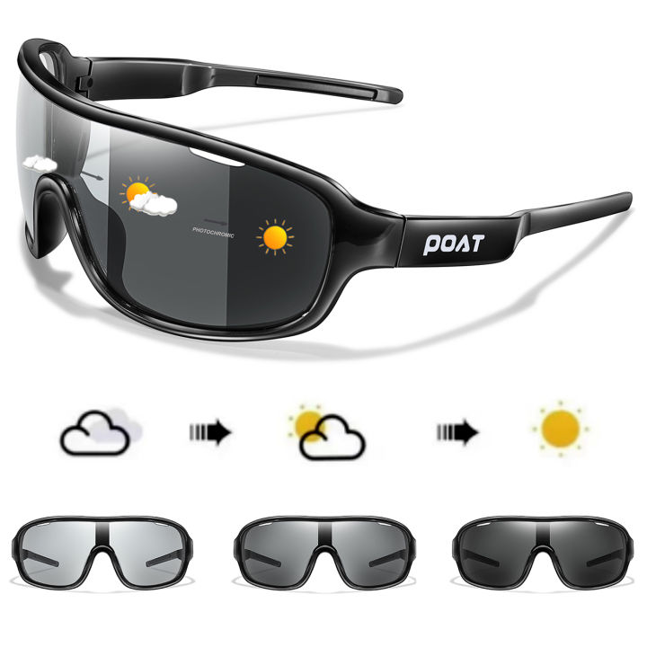 POAT BRAND Men Women Polarized Photochromic Outdoor Road Cycling Eyewear Sports Cycling Fishing Sunglasses Male Bike Glasses
