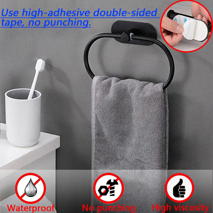Stainless%20Steel%20Towel%20Holder%20Self-adhesive%20Bathroom%20Towels%20Rack%20Black%20Washhand%20Hanger%20Ring%20Rail%20Bar%20Kitchen%20Storage%20Accessories%20-%20Image%204