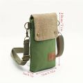 Solid Color Canvas 3 Layer Crossbody Cell Phone Bag Simple Cloth Women's Bag Fashion Satchel Shoulder Coin Purse. 