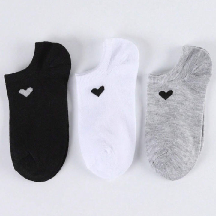 6/12%20Pairs%20Solid%20Color%20Heart-Shaped%20Printed%20Women%20Short%20Socks%20Summer%20Breathable%20Soft%20Comfortable%20Simple%20Style%20Casual%20Socks%20-%20Image%205