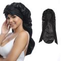 1pcs Long Satin Bonnet Solid Color Extra Large Sleep Cap With Long Tie Hair Bonnet For Black Women Hair Care Cap For All Hair. 