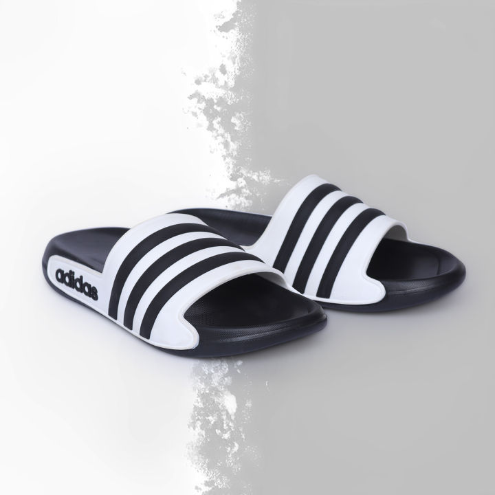 Stridez Classic Triple-Line Slides – Black & White Edition
