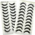 New 10 Pairs False Lashes 5D Faux Mink Lashes Fluffy Soft Volume Natural Eyelashes Cross Eyelashes Lashes Reusable Makeup Cils. 