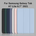 For   Tab A7 Lite 8.7'' 2021 SM-T220 SM-T225 Tri-fold Flip Case Magnetic Stand PU Leather Protective Cover. 