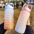 2000ml ကျန်းမာရေး/အားကစားသုံးရေဘူး 2 Liter Water Bottle with Straw and Motivational Time Markings, BPA-free, Leak-Proof large Water Bottle for Gym, Fitness, Outdoor. 
